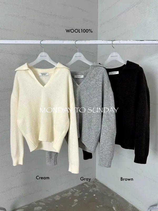 Fashionable Versatile Women's Sweater with Comfortable Wool V-Neck Design