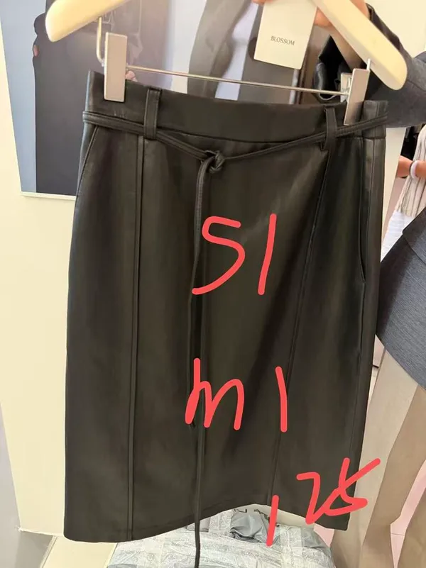 Stylish Black Leather Midi Skirt - A Must-Have for Elegant Vibes
