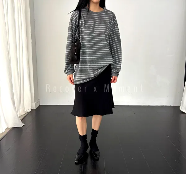 Striped Loose-Fit Women's Top, Comfortable Casual Style
