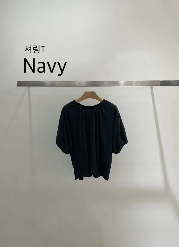 Minimalist Navy Blue Short Sleeve Top