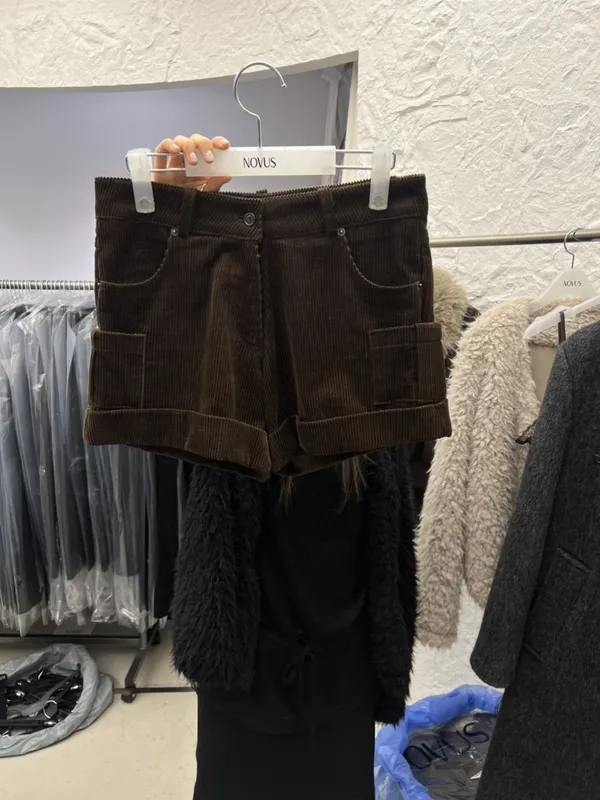 Stylish Casual Brown Corduroy Shorts