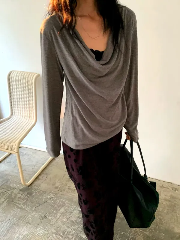 Elegant Draped Women's Top, Effortlessly Matches Various Styles