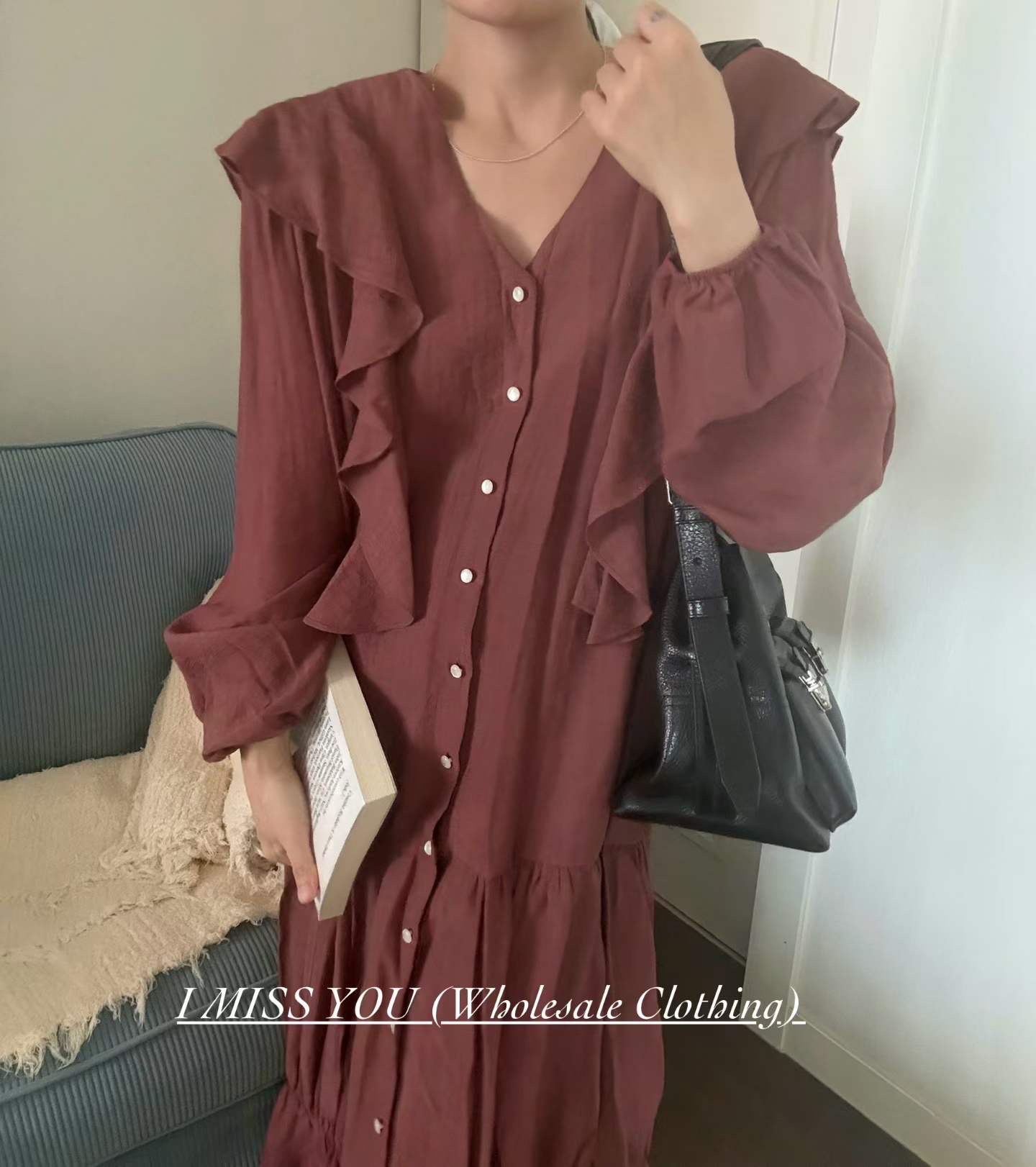 Elegant Ruffled V-Neck Dress to Showcase Feminine Charm