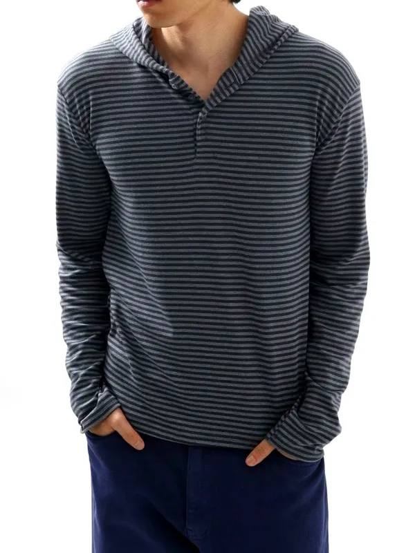 Men's Striped Long Sleeve Top - Casual Comfort Style