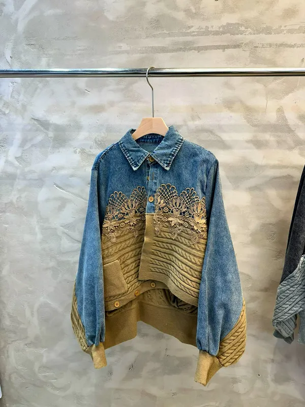 Stylish Embroidered Denim Top, Casual and Versatile
