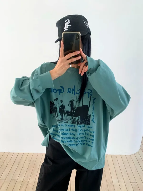 T-Shirt Cetakan Kasual Longgar, Selesa dan Serbaguna
