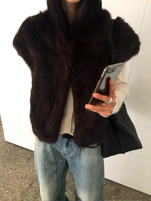 Stylish Women's Vest Jacket with Elegant Plush Design
