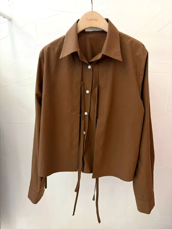 Stylish Minimalist Brown Shirt, Elegant Charm