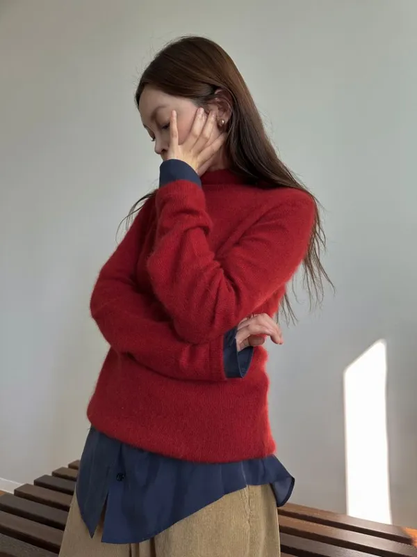 สเวตเตอร์สีแดงแฟชั่น - นุ่มสบาย