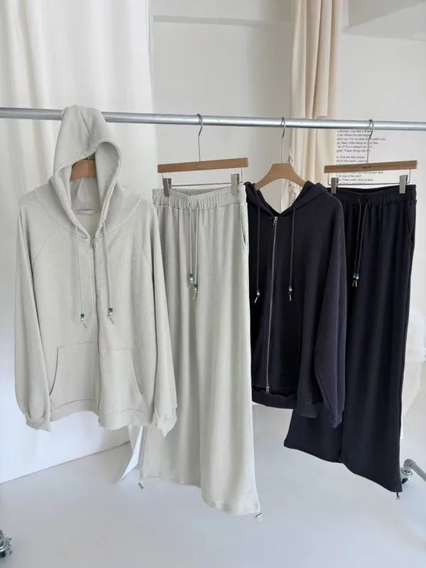 Fashionable Casual Hooded Sweatshirt Set, Comfortable and Versatile