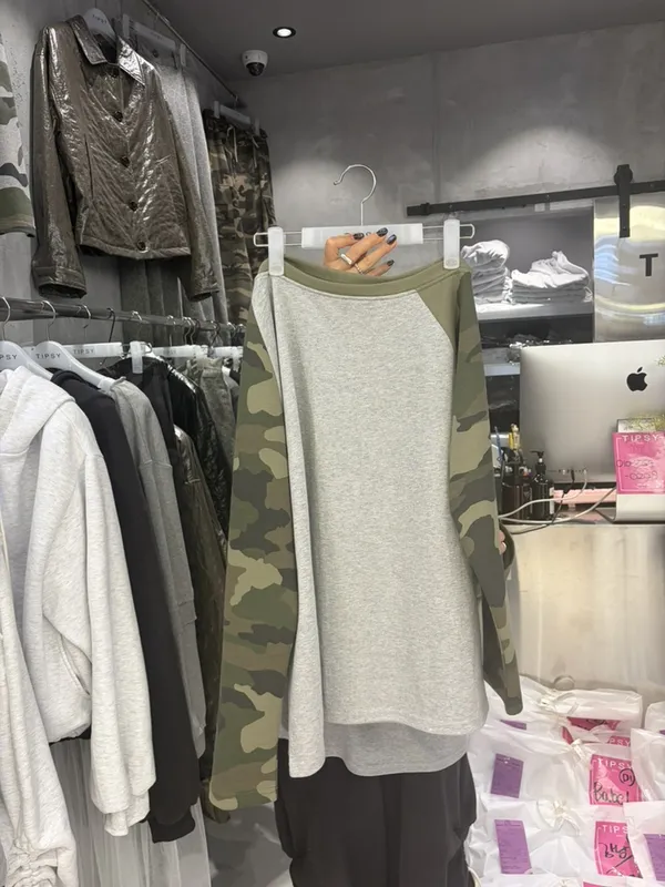 Fashionable Camouflage Sleeve Long Sleeve T-Shirt