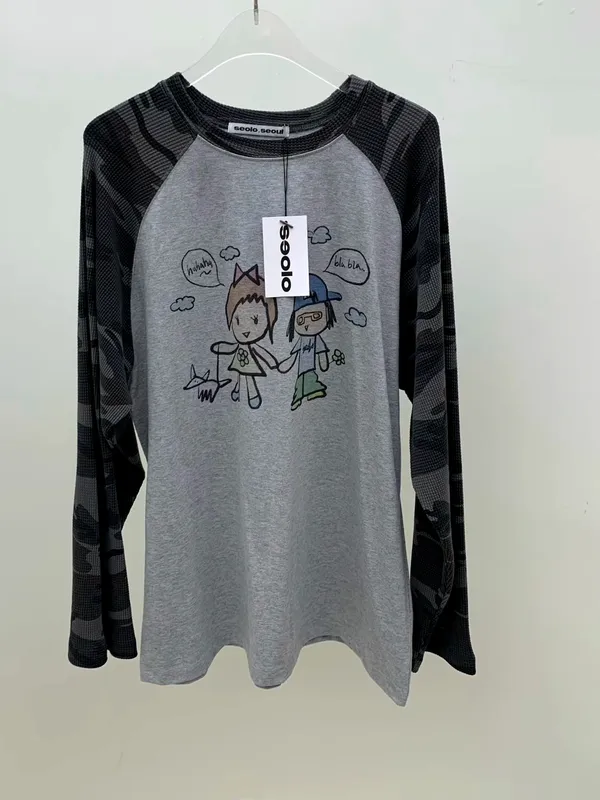 Cute Cartoon Pattern Long Sleeve T-Shirt, Casual and Versatile