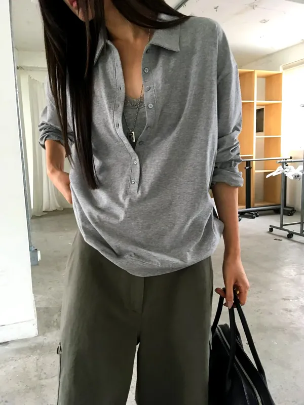 Minimalist Gray Women's Top - Comfortable and Versatile