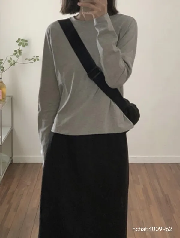 Minimalist Gray Long Sleeve T-Shirt