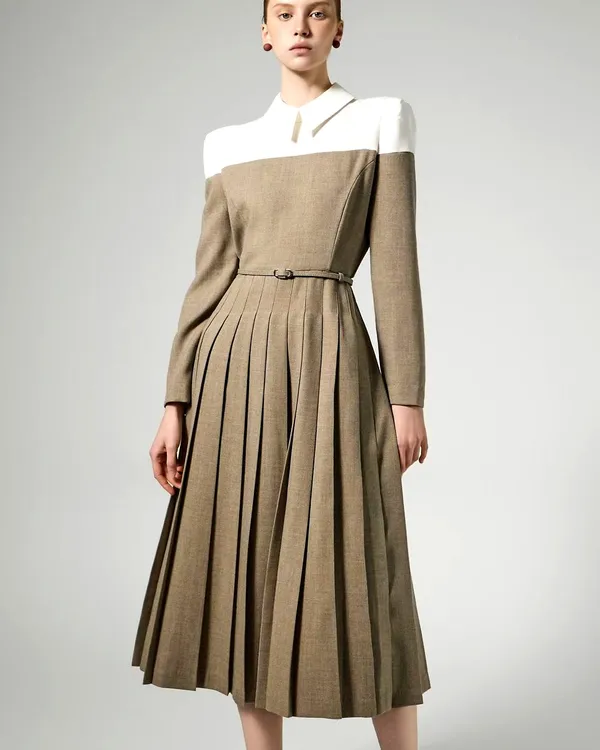 Elegant Women's Dress with Classic Stand Collar Design, Fashionable and Versatile New Arrival