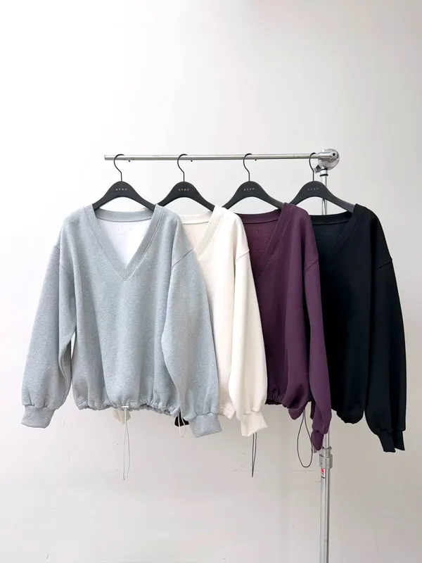 Loose V-Neck Drawstring Hoodie, Comfortable and Versatile