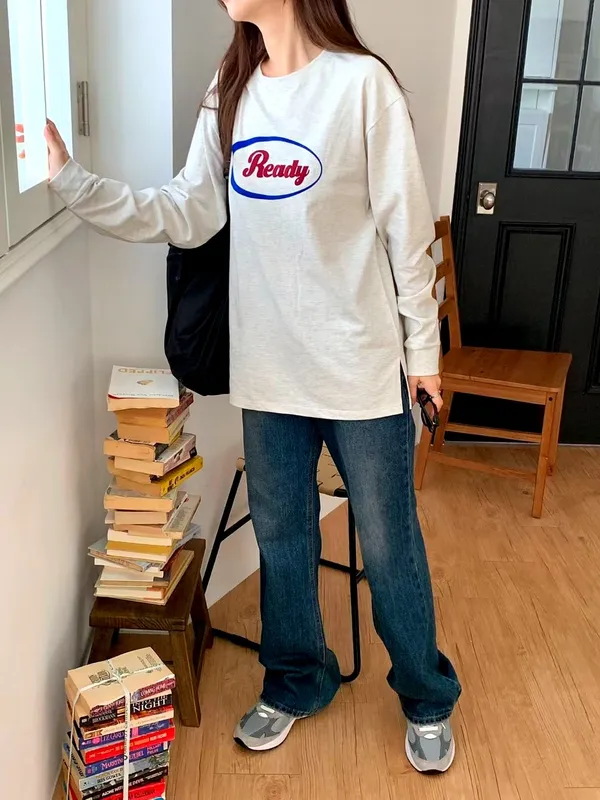 Fashionable Casual Long Sleeve Letter Print T-Shirt