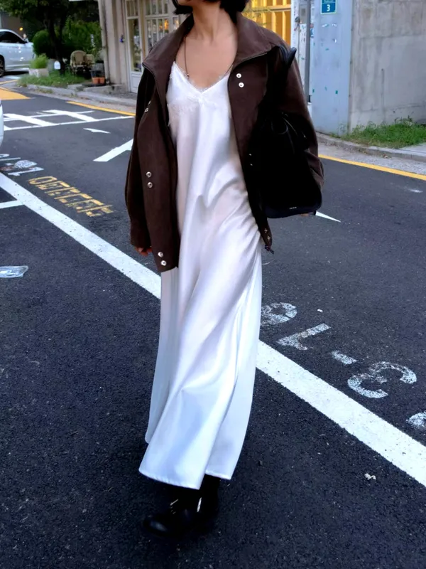 Elegant Silk Women's Dress, Showcasing Charming Qualities