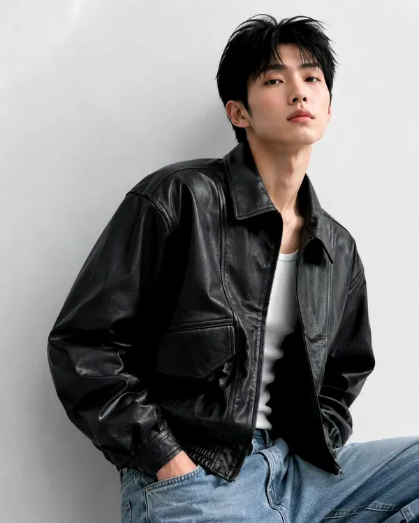 Stylish Men's Leather Jacket, Classic Design, Comfortable Fit