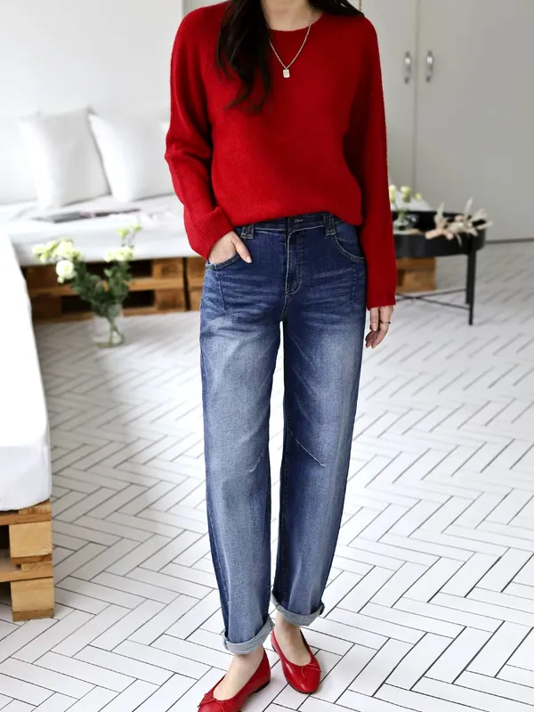 Fashionable Casual Women's Denim Jeans, Comfortable and Versatile