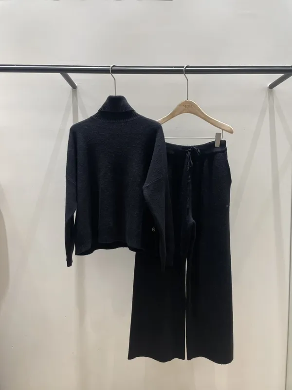 Stylish Black Turtleneck Sweater Set