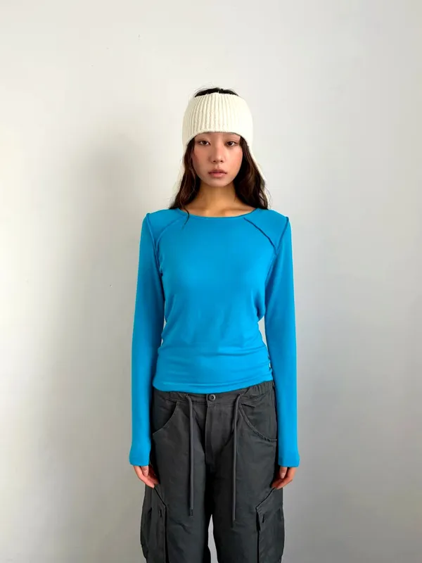 Stylish and Comfortable Women's Long Sleeve T-Shirt in Fresh Blue