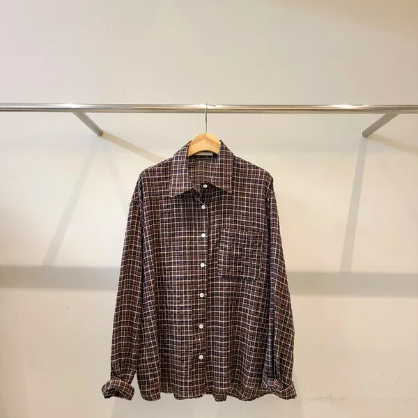 Vintage Plaid Women's Top, Comfortable Casual Style