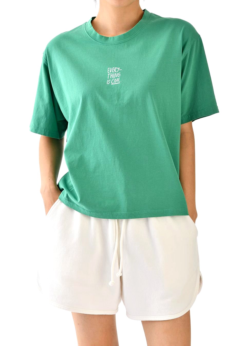 Fresh Green Short Sleeve T-Shirt, Comfortable Casual Style