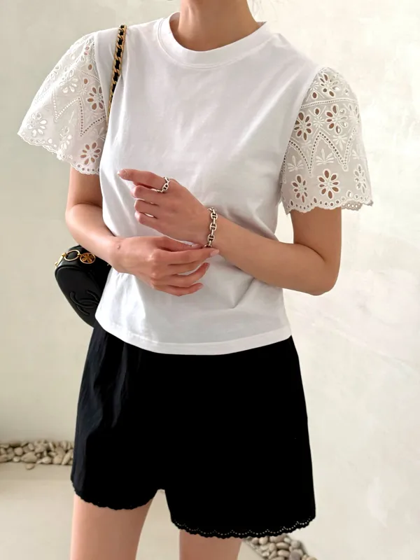 Elegant Lace Sleeve Women's Top - Fashionable and Versatile