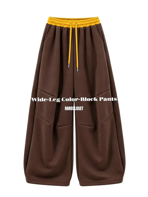 Wide Leg Color Block Casual Pants - Comfort Meets Style