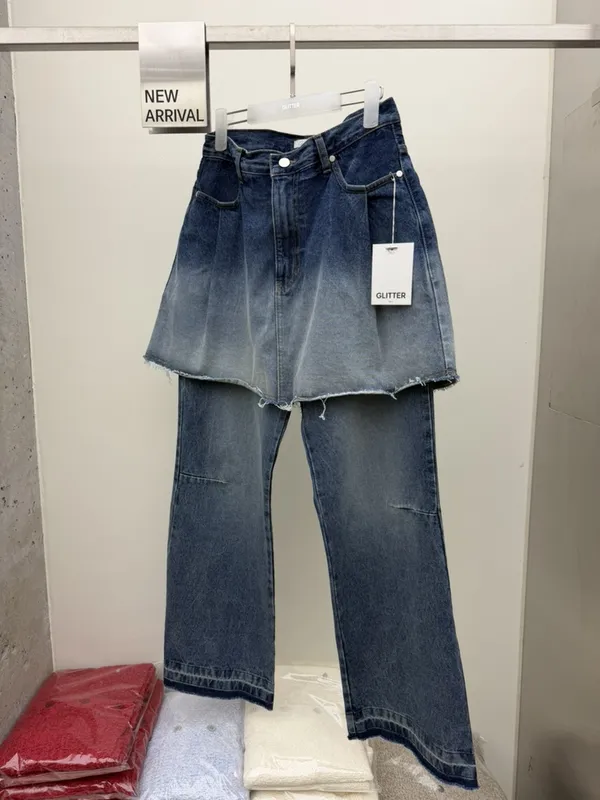 Trendy Patchwork Denim Skirt Pants - Showcase Your Unique Style