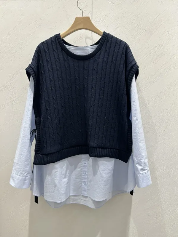 Stylish Knit Vest Paired with Shirt