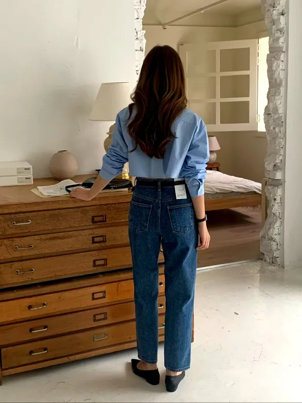 Seluar Jeans Pinggang Tinggi Bergaya untuk Wanita - Selesa dan Versatile 821