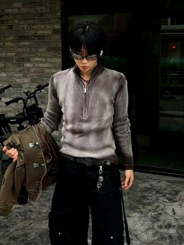 男士條紋長袖上衣，時尚休閒風