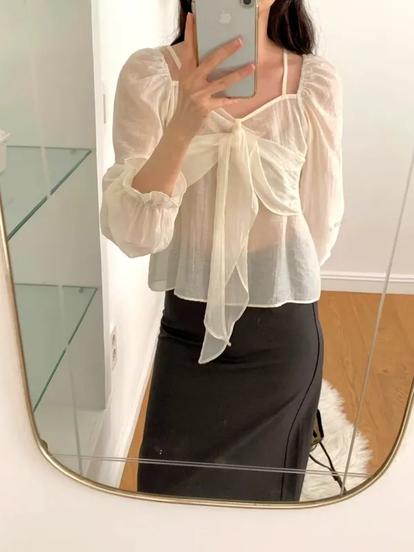 Fresh and Elegant Tie-Up Women's Top, Lightweight and Breathable