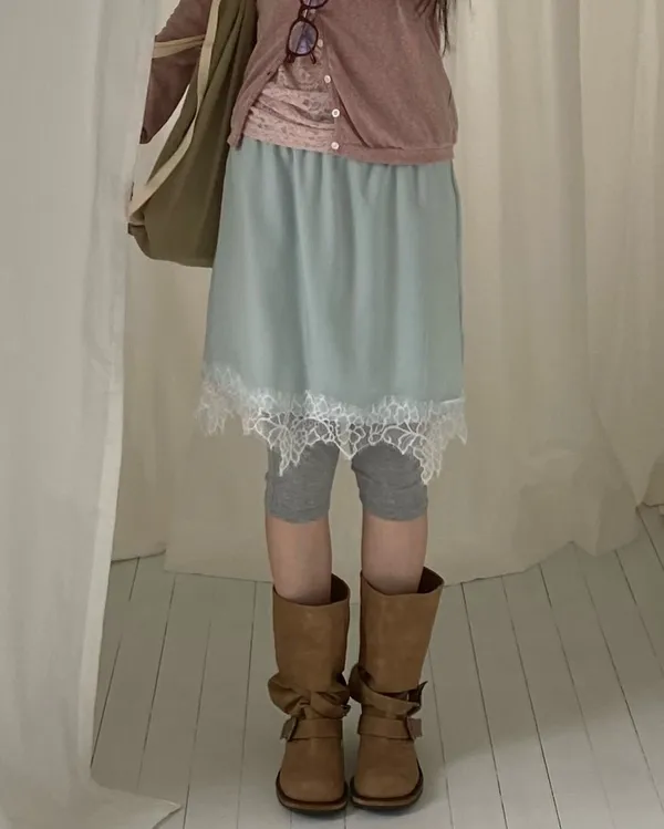 Elegant Lace Trim Women's Dress in Fresh Blue, Perfect for Spring and Summer