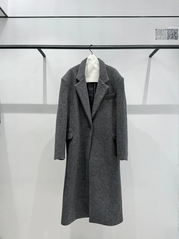 Classic Gray Long Wool Coat - Stylish and Versatile