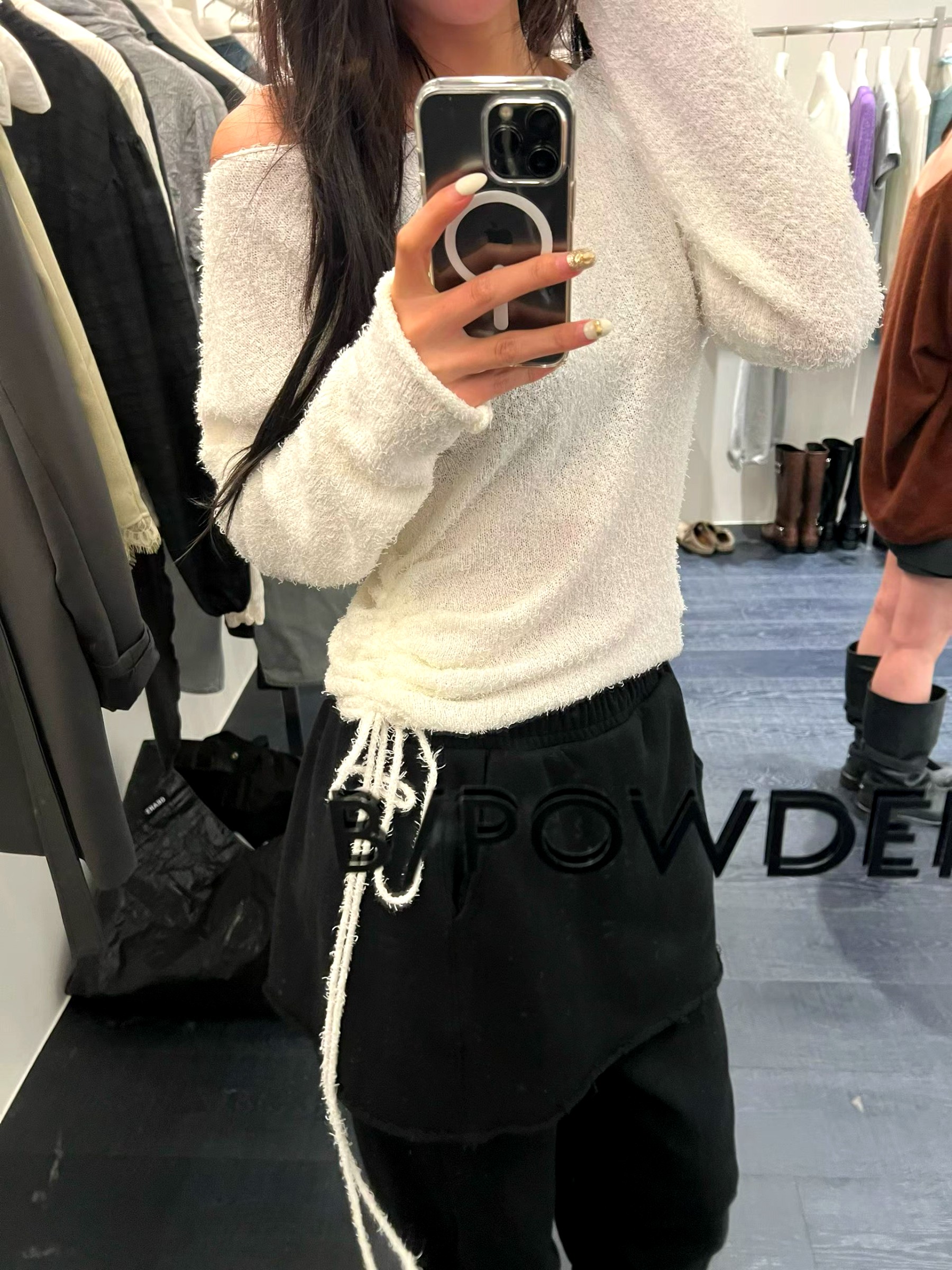 패셔너블 오프숄더 탑, 부드럽고 편안하며 완벽한 조합