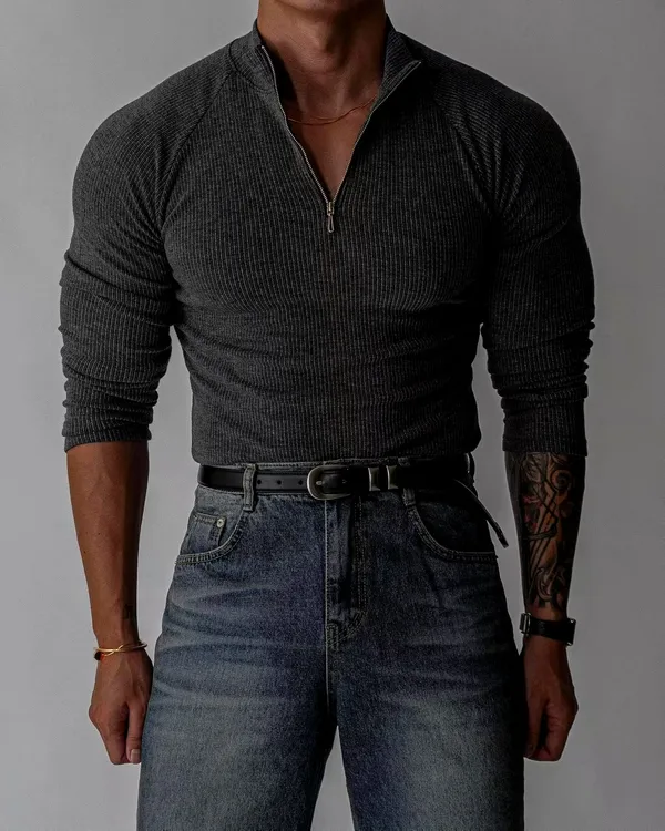 Stylish Men's Zipper Top, Slim Fit Design, Comfortable and Breathable