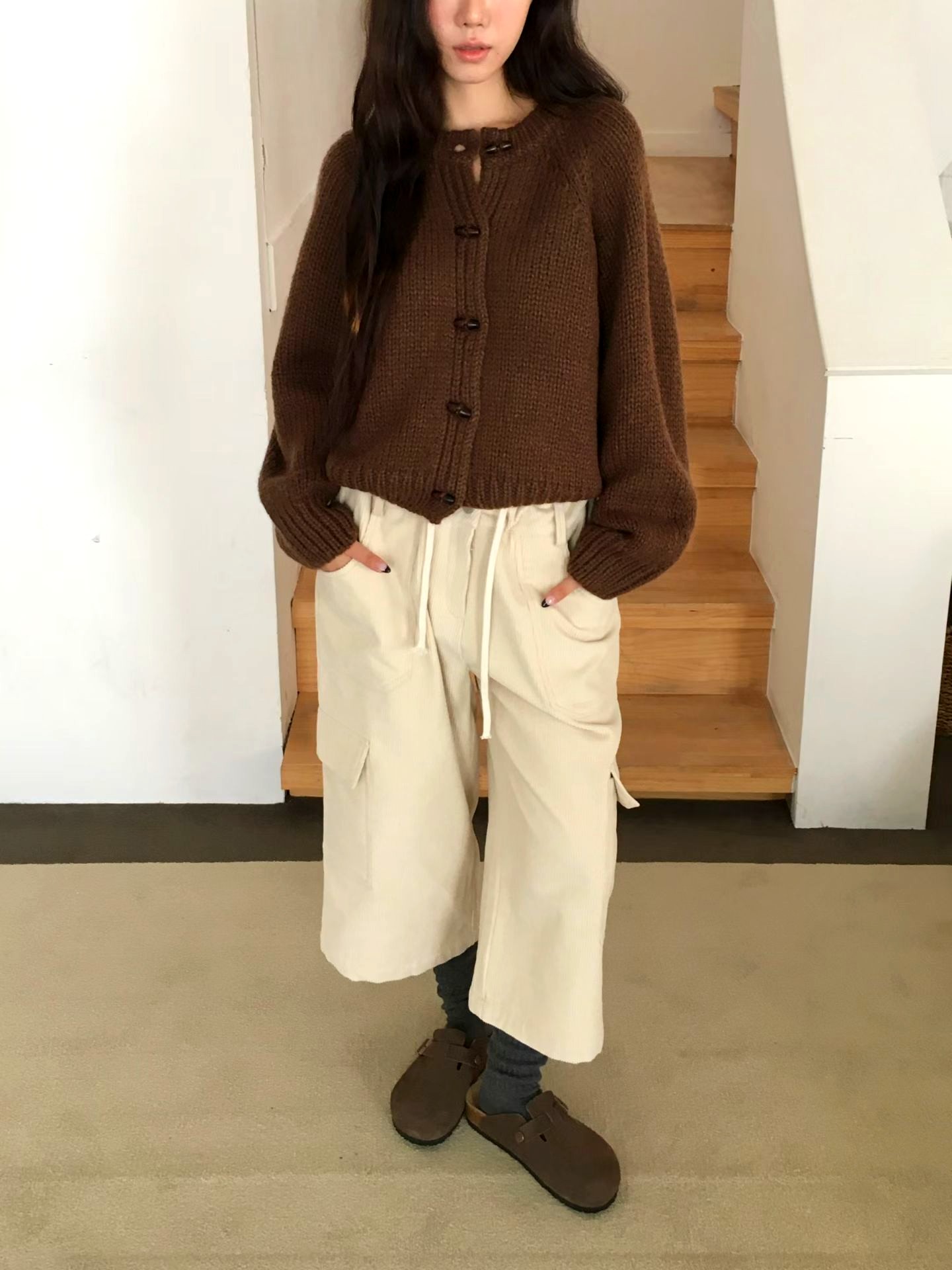 따뜻한 가을 겨울 가디건, 부드러운 니트, 패셔너블하고 다재다능