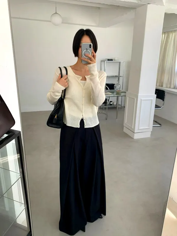 Sweater Knit Bergaya Serbaguna, Lembut dan Selesa, Sesuai untuk Skirt