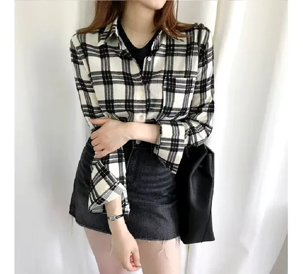 Classic Plaid Women's Shirt - Fashionable and Versatile
