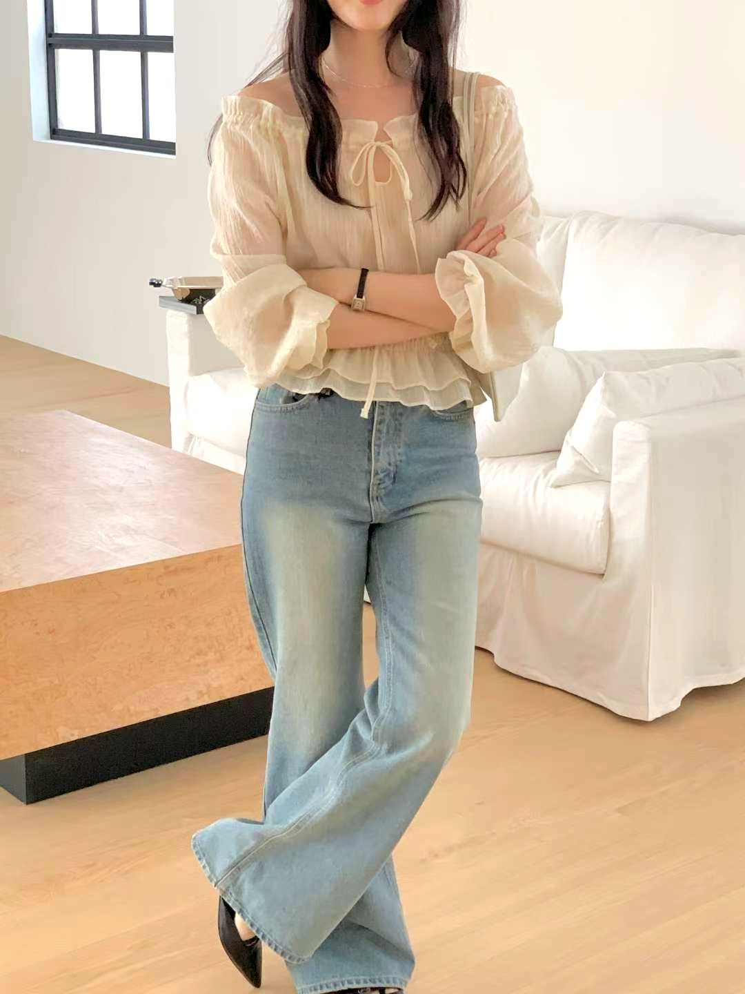 가벼운 통기성 여성 상의, 우아한 매듭 디자인 - 신상품 출시