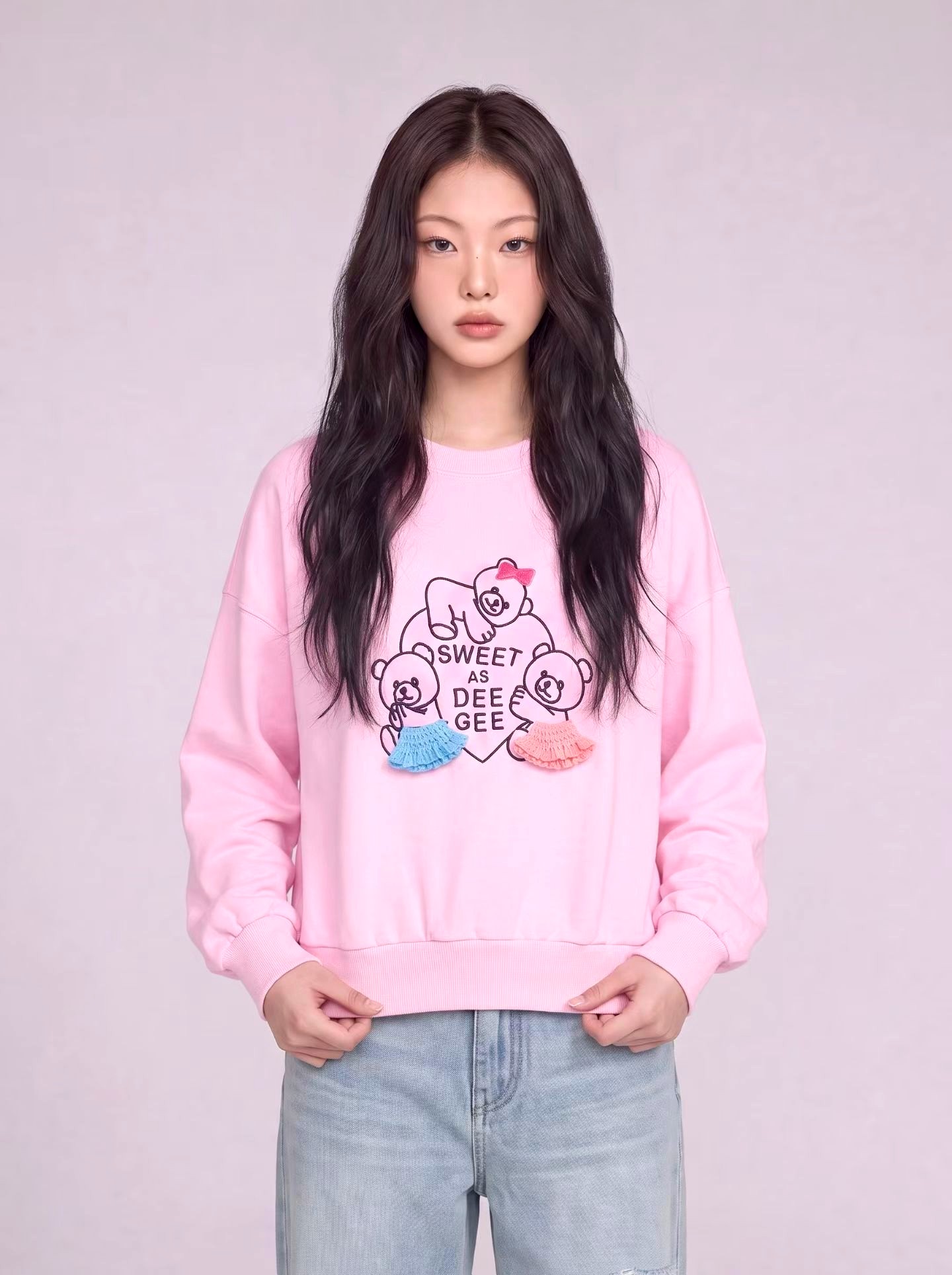 귀여운 패턴 핑크 여성 상의, 편안한 캐주얼 스타일