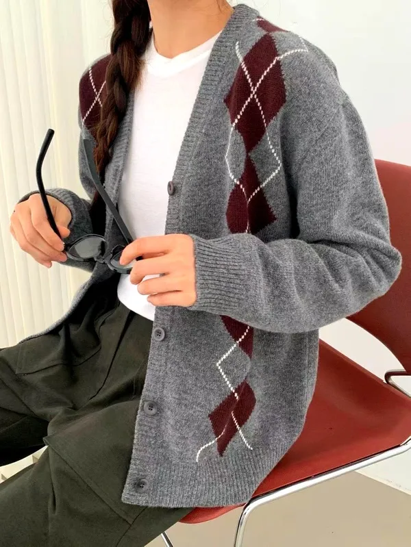Elegant Plaid Cardigan, Soft and Comfortable Women's Top
