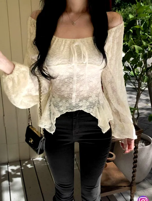Elegant Lace Women's Top with Sheer Design, Perfect for Any Occasion