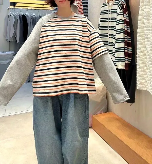 Striped Patchwork Women's Top - Comfortable Casual Style