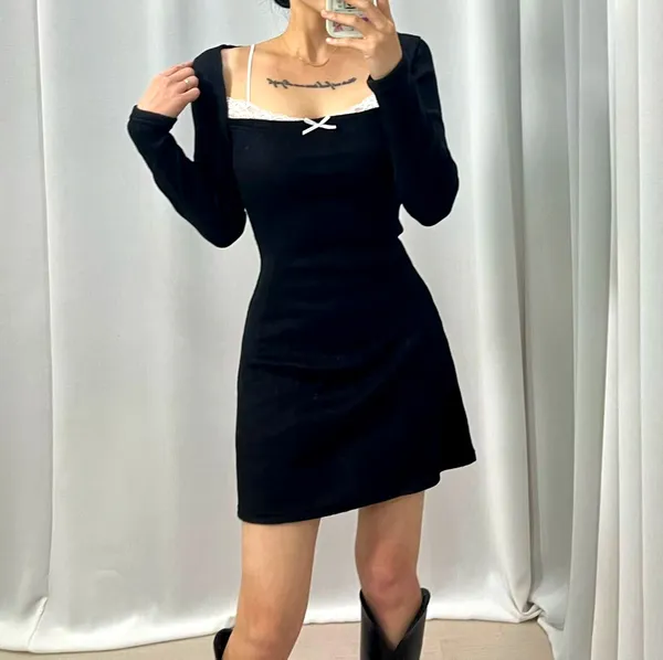 Elegant Black Spaghetti Strap Dress to Showcase Your Charming Curves