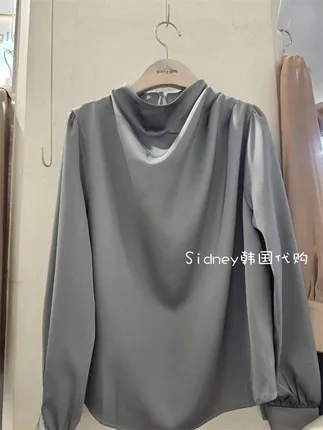 Elegant Gray Silky Top, Lightweight and Comfortable