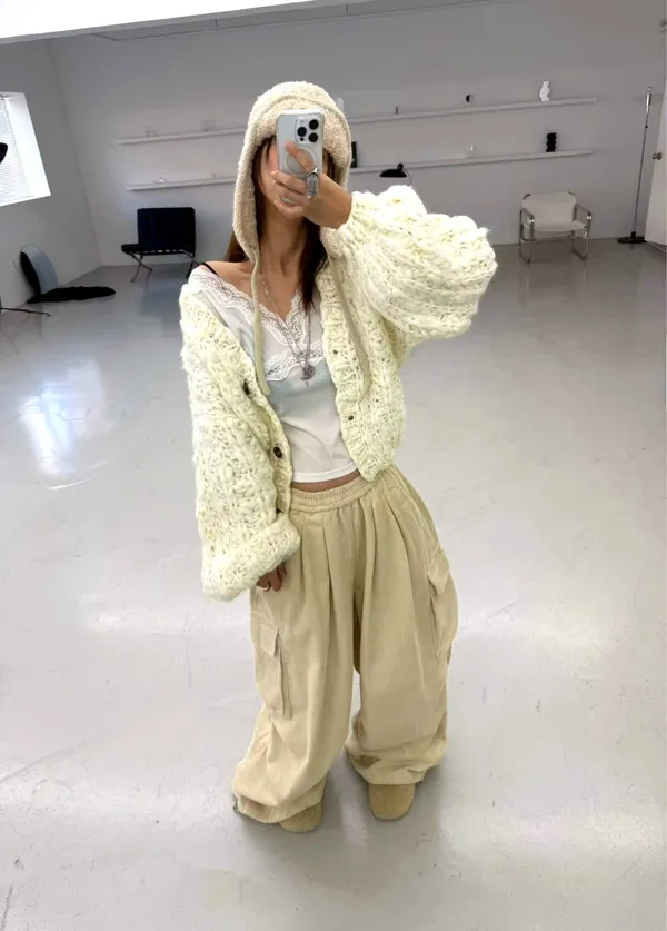 Stylish Loose Women's Cardigan, Comfortable Plush Design